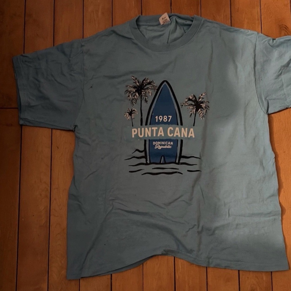 1987 punta Cana Dominican Republic Blue Graphic T-Shirt